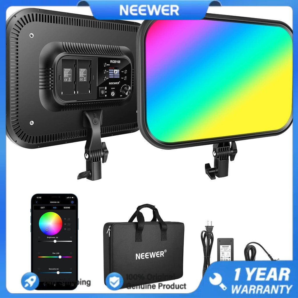Neewer 60W 18.3 RGB LED Video แผงไฟอ่อนพร้อม APP ควบคุม 360°ครบสี