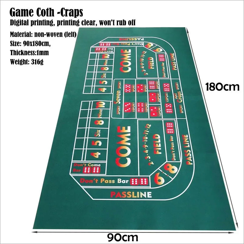 Citibank Double Dice Game Table Mat 180x90cm Non Woven Non Fading Foldable Portable Casino Entertain