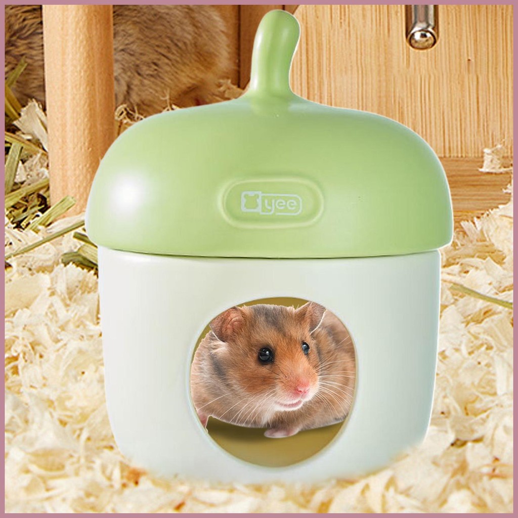 Gerbil House น่ารักเซรามิค Acorn หนูแฮมสเตอร์ถ้ํากรงตกแต่งสัตว์เล็ก Habitat Decor กรงตะเกียบอุปกรณ์เ