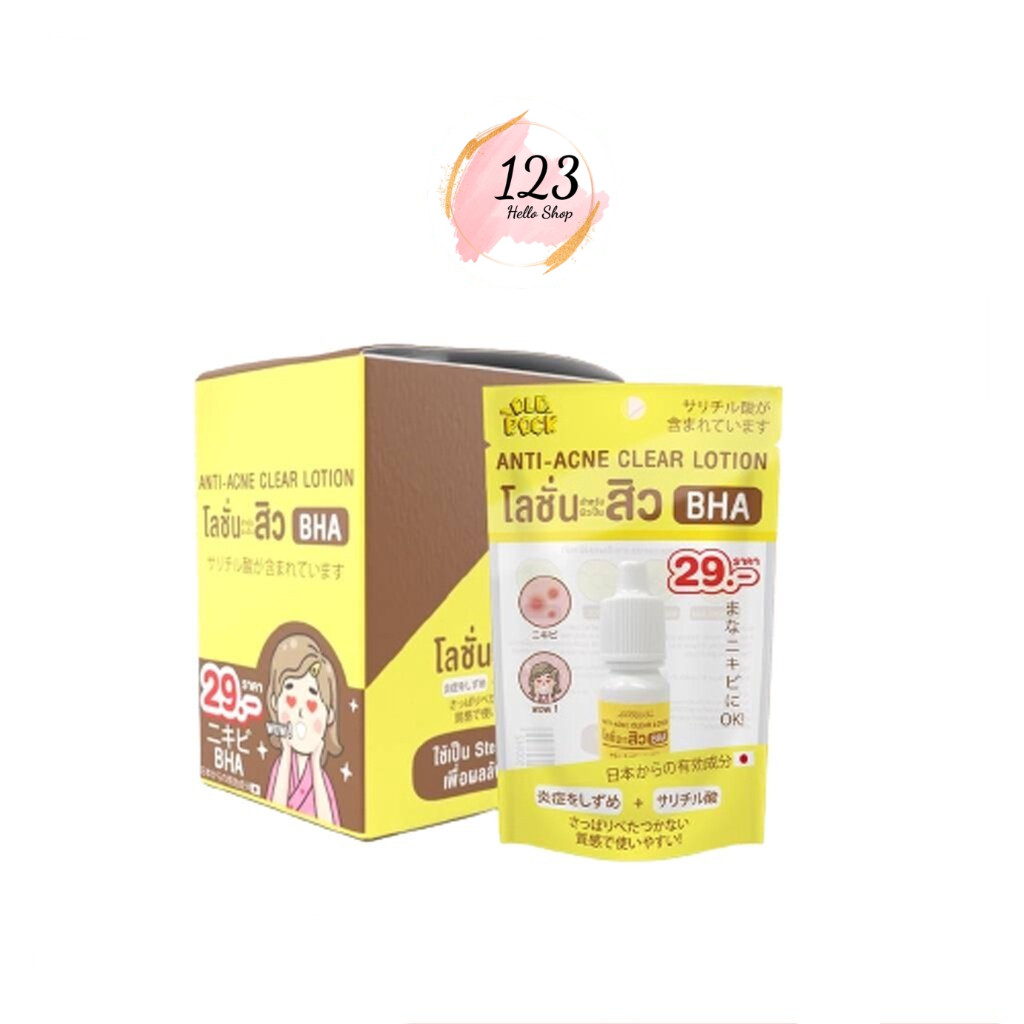 (6ขวด/กล่อง) Oldrock (สีเหลือง) โลชั่นสิว 10มล. BHA Anti Acne Clear Lotion ✨