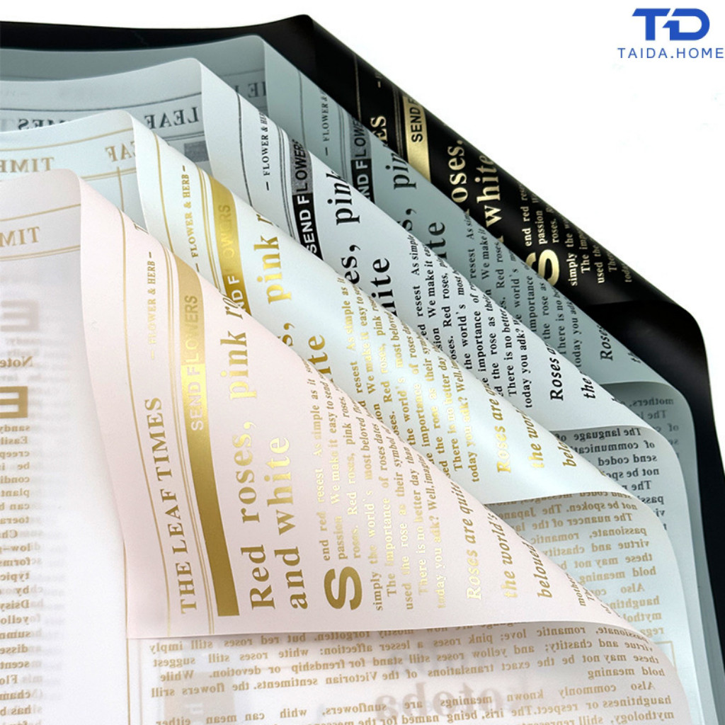 กระดาษห่อช่อดอกไม้ กันน้ำ 100% หลากสี สไตล์หนังสือพิมพ์ วัสดุกันน้ำ ขนาด 58*58ซม. DIY งานครบรอบแต่งงาน