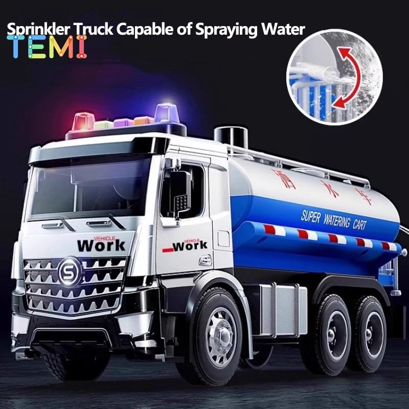ทีมิ โลหะผสมขนาดใหญ่สปริงเกลอร์รถบรรทุกของเล่นรถดับเพลิงรุ่นของเล่นเด็กวิศวกรรมยานพาหนะเด็กของเล่นและของขวัญวันเกิด