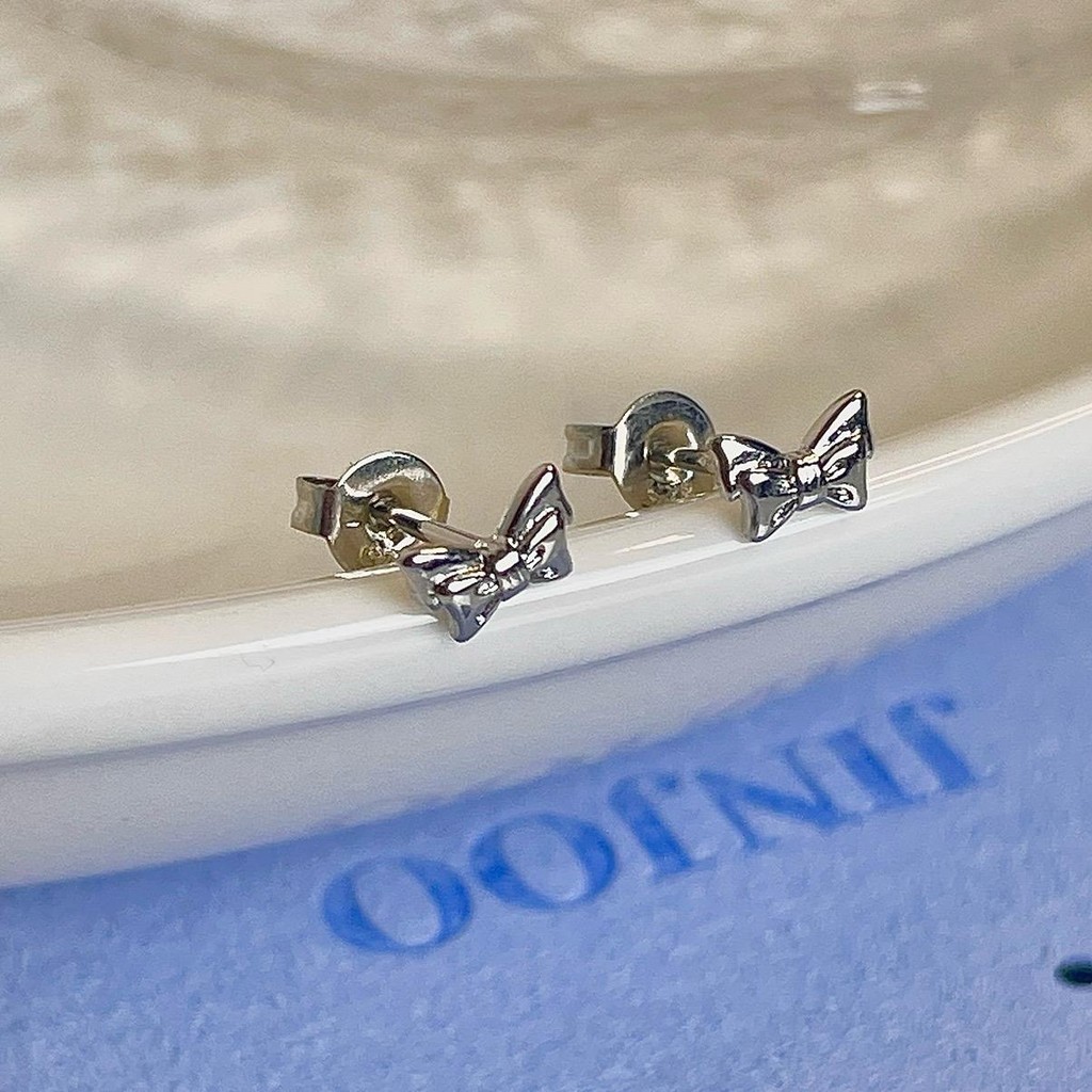 Jinjoo ต่างหูโบว์เล็กจิ๋ว mini ต่างหูใส่ไปโรงเรียน แบบเล็กๆน่ารัก