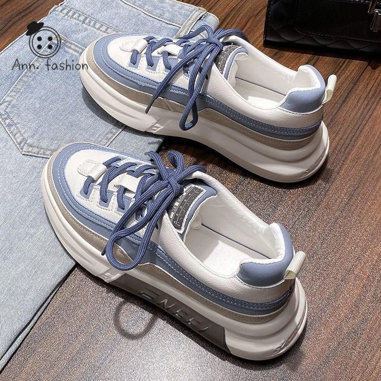Ann.Fashion รองเท้าผ้าใบเสริมส้น รองเท้าส้นตึก ทรง Sport แต่งลายสวย #sy92