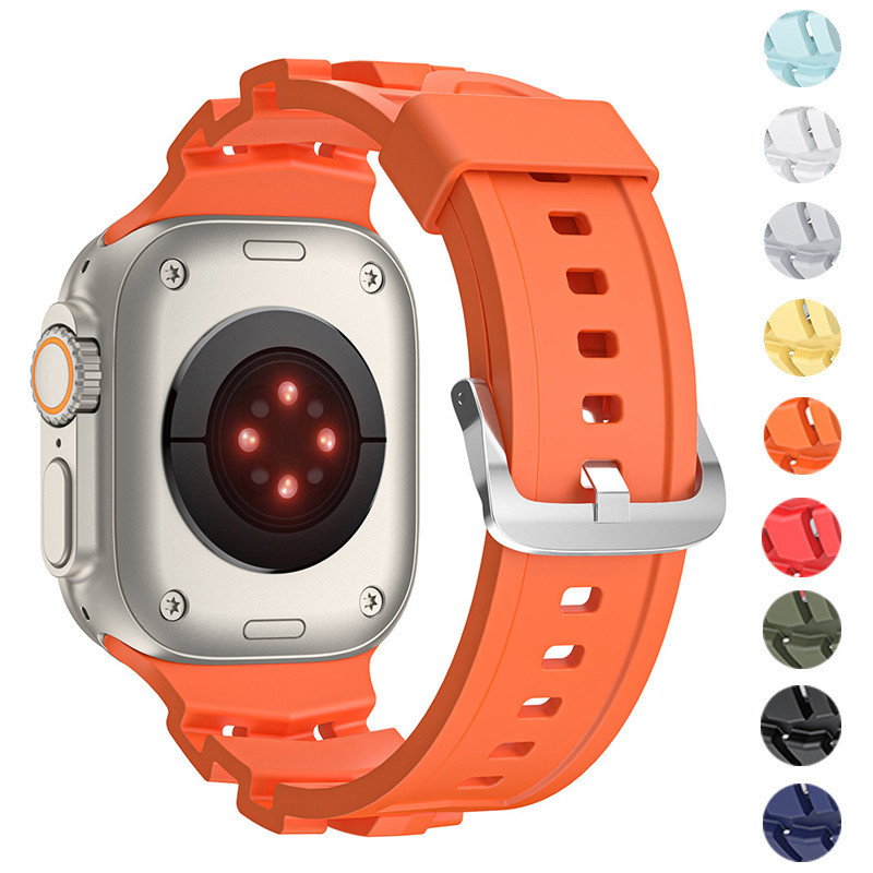 สายนาฬิกาข้อมือซิลิโคนยาง แบบนิ่ม สําหรับ iwatch Ultra 9 8 7 SE 49 มม. 45 มม. 41 มม. iwatch Series 6 5 4 3 2 1 44 มม. 40 มม. 42 มม. 38 มม.