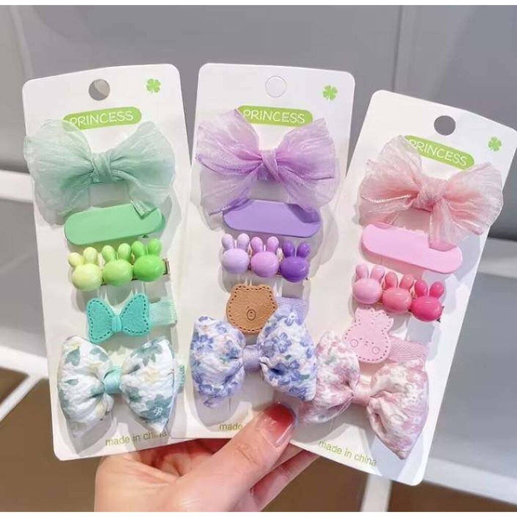 💗มาหยากิ๊ฟช้อป💗กิ๊บเซ็ต 5 ชิ้น สีสดใส แฟชั่นประดับผมสไตล์เกาหลี ตัวกิ๊บ 3 - 5 ซ.ม.