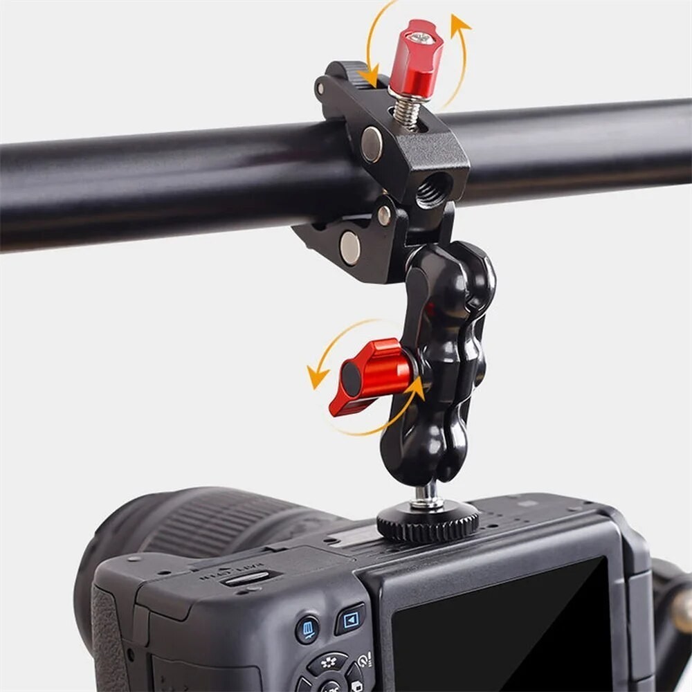 Mini Camera Articulating Arm Magic Arm with Double Ballhead Clamp Cold Shoe Mount Adapter For Camera Monitor Video Light