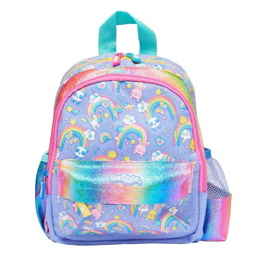 🙅‍♀️Smiggle Bag กระเป๋าเป้ กระเป๋านักเรียน สำหรับเด็กเล็ก ขนาด 10.5 นิ้ว ของแท้ 🚩 ลาย ม่วง รุ้ง พร้อมส่งในไทย 🙅‍♀️🎒
