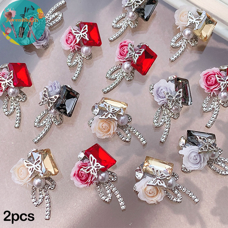 Renbg พลอยเทียม ไข่มุก ผีเสื้อ ดอกคามิเลีย 3D อุปกรณ์เสริม สําหรับตกแต่งเล็บ TH