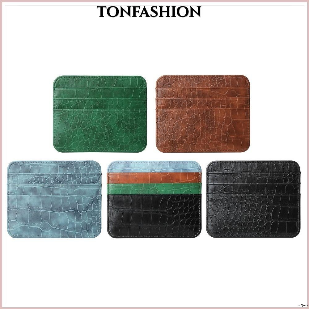 Tonfashion กระเป๋าใส่บัตรเครดิต หนัง PU แบบสองด้าน บางเฉียบ