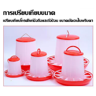 ถังให้อาหารไก่ ถังให้อาหารไก่อัตโนมัติ เครื่องให้อาหารไก่อัตโนมัติ ป้องกันไก่คุ้ยเขี่ย ประหยัดอาหาร รุ่นประหยัด