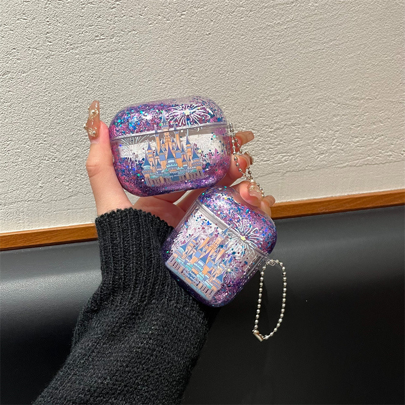 ดอกไม้ไฟปราสาทสําหรับ Airpods1/2 3 Pro Pro2 Airpods4 ชุดหูฟังไร้สายบลูทูธป้องกันกรณี Air Pods Pro 3 4 หูฟังป้องกันกรณี