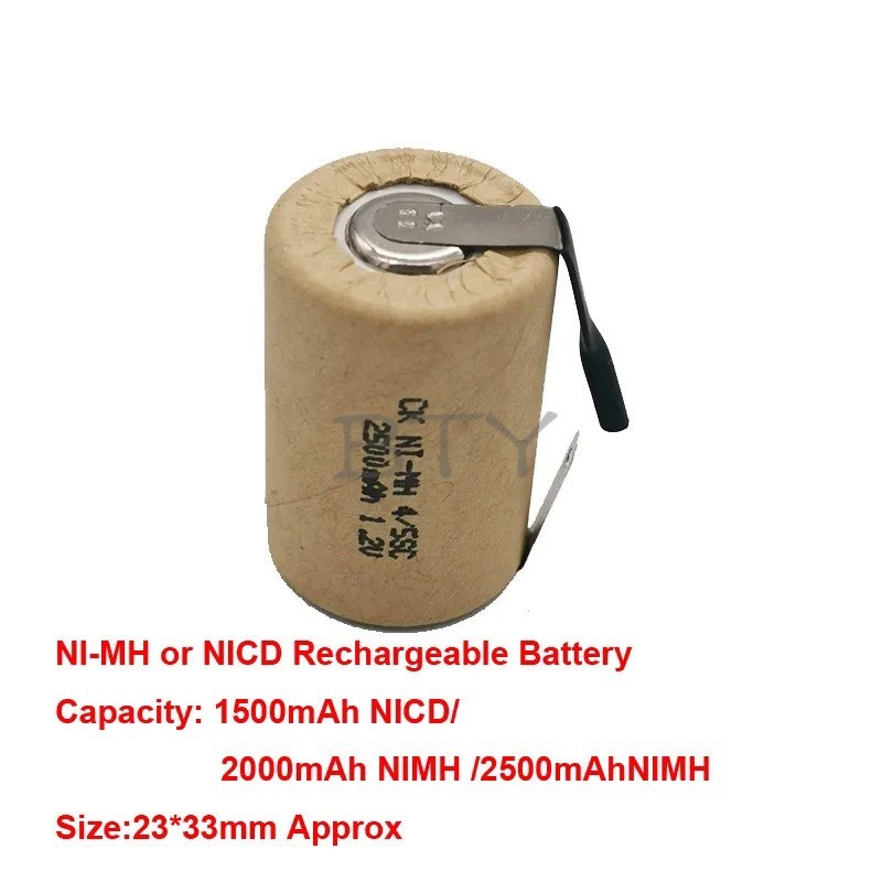 BTY 4/5 SC 1500mAh 2000mAh 2500mAh NI-MH NI-CD 4/5SC Rechargeable Power Battery Cell With Tabs 23*33