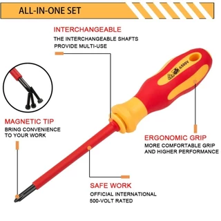 CARTZY 10 ชิ้น/เซ็ตดอกสว่าน, Antiskid Handle อุปกรณ์ไฟฟ้าฉนวนช่างไฟฟ้าไขควง, เครื่องมือมือ Dismountable ไขควงชุด