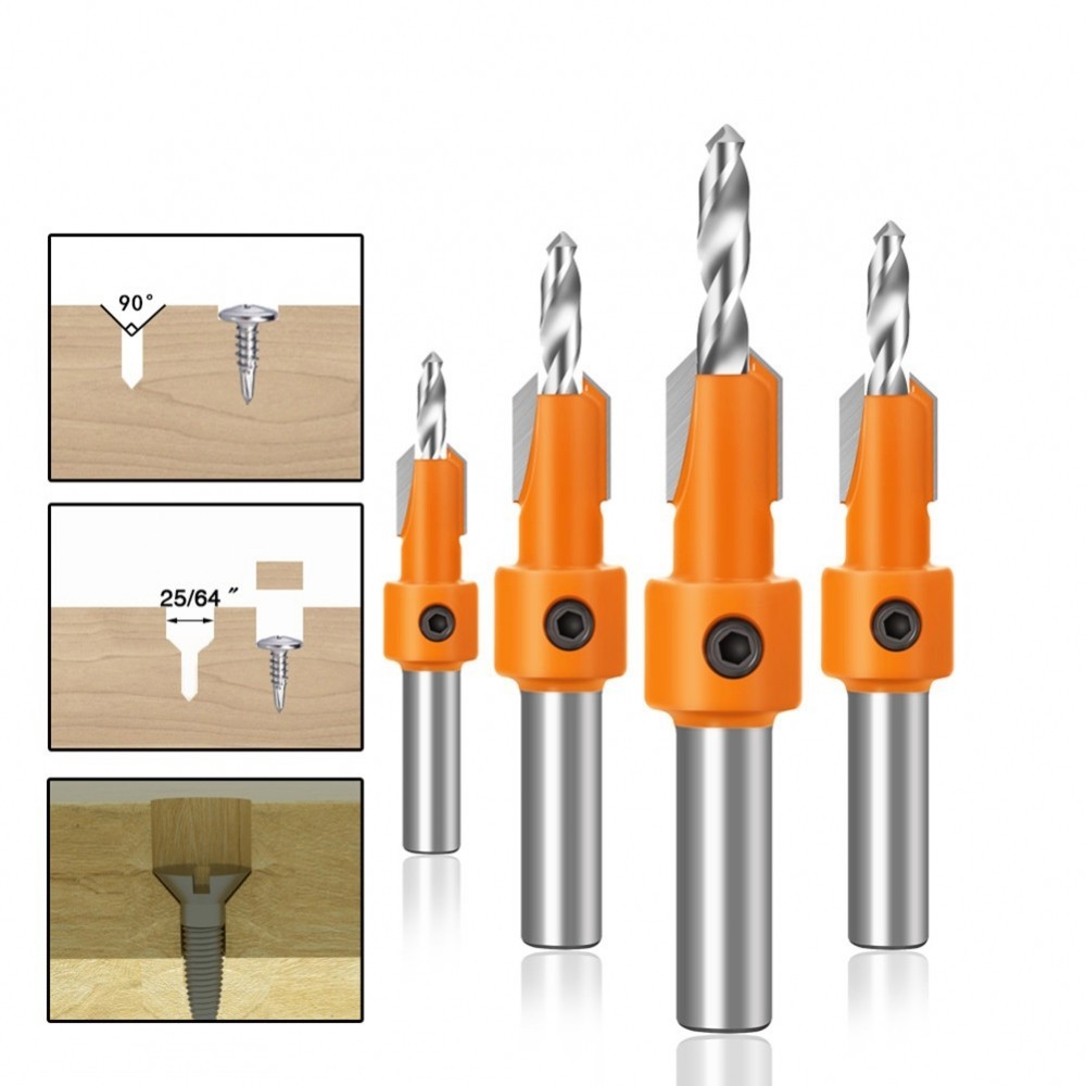 Countersink Drill Bit W/ Wrench Woodworking 1 set Countersink Drill Bit#TWILIGHT