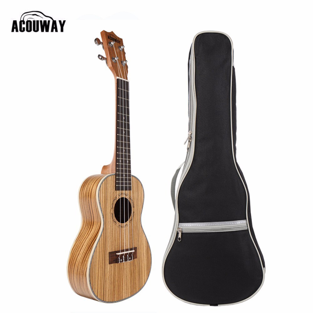 [จัดส่งในพื้นที่] Acouway อูคูเลเล่ไฟฟ้า 21/24 นิ้ว พร้อมจูนเนอร์ 3 สาย Eq concert tenor ukulele zebra wood