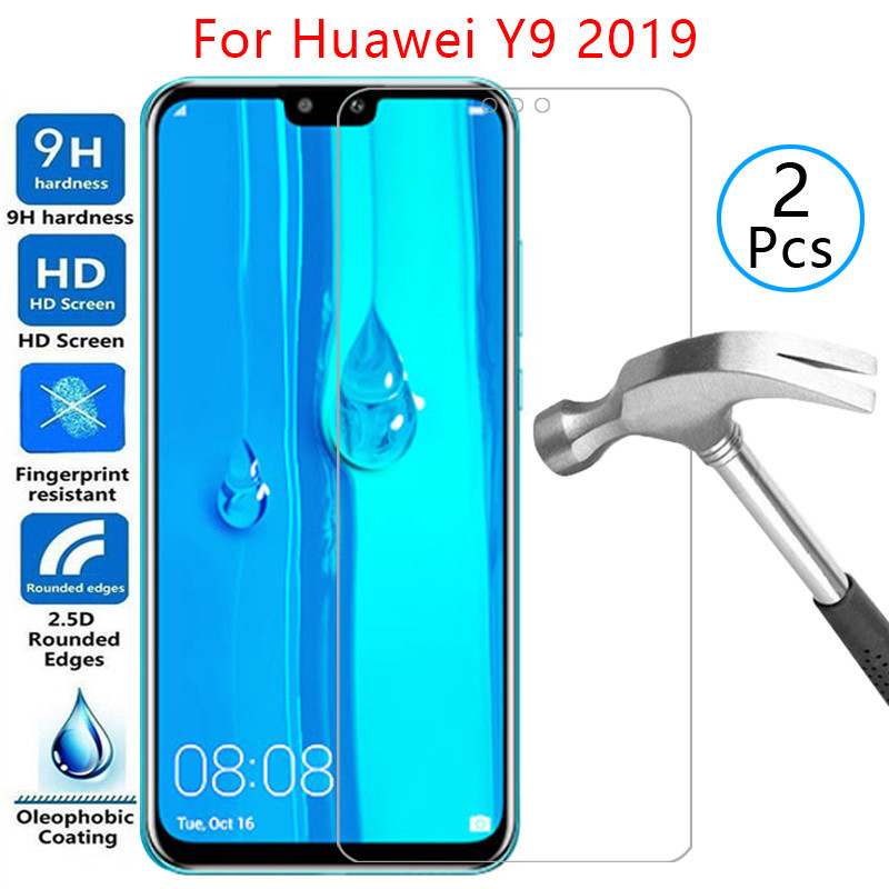 กระจกนิรภัยป้องกันหน้าจอสําหรับ huawei y9 2019 กรณีฝาครอบ huawey huwei hawei y 9y y92019 ป้องกันโทรศ