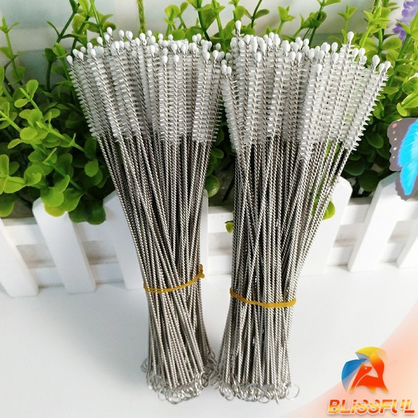 B.F แปรงล้างหลอดดูด จุกนม ขนไนล่อน ไม่ทำให้เป็นรอย  Stainless steel soft straw straw brush