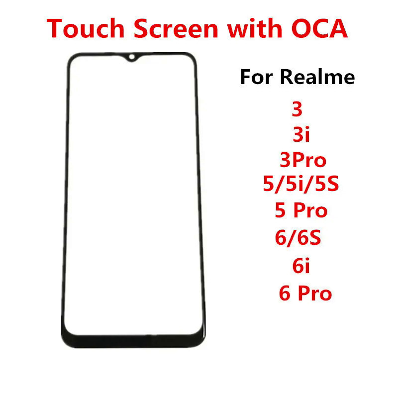 อะไหล่หน้าจอสัมผัส LCD ด้านหน้า และแผงหน้าจอสัมผัส OCA สําหรับ Realme 3 3i 5 5i 5S 6 Pro 6i 6S