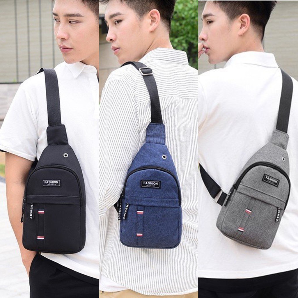 กระเป๋าสะพายสำหรับผู้ชาย กระเป๋าสะพายไหล่ สีทึบ เรียบง่าย 17 ซม. * หนา 5 ซม. * สูง 30 ซม