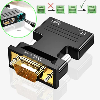 หัวต่อ HDMI ตัวเมีย เป็น VGA ตัวผู้ พร้อมอะแดปเตอร์เสียง รองรับเอาต์พุตสัญญาณ 1080P ใหม่