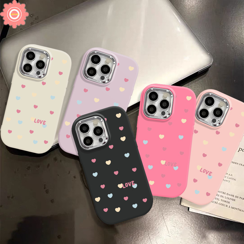 เคสโทรศัพท์มือถือ แบบนิ่ม ลายกราฟฟิตี้หัวใจ สีแคนดี้ หรูหรา สําหรับ IPhone 15 11 13 12 14 Pro Max 7 8 Plus 7Plus XR XS X Max SE 2020