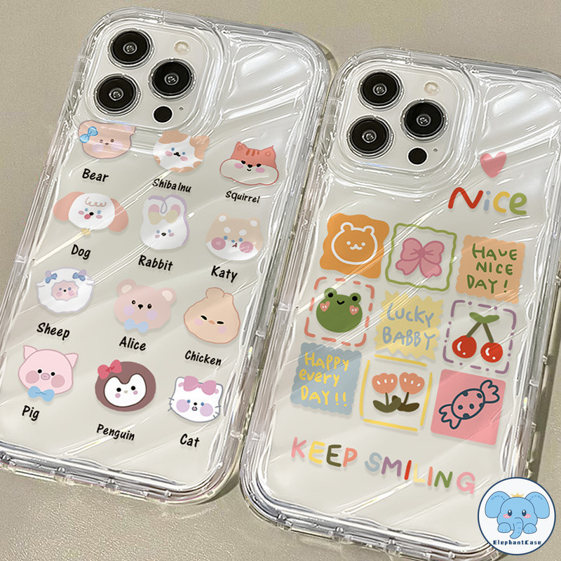 คู่รักการ์ตูนสัตว์น่ารักหมีกบกระต่ายลูกสุนัขที่ชัดเจนกรณี iPhone 11 13 15 14 12 Pro Max 8 6s 6 7 15 14 Plus XR X XS Max