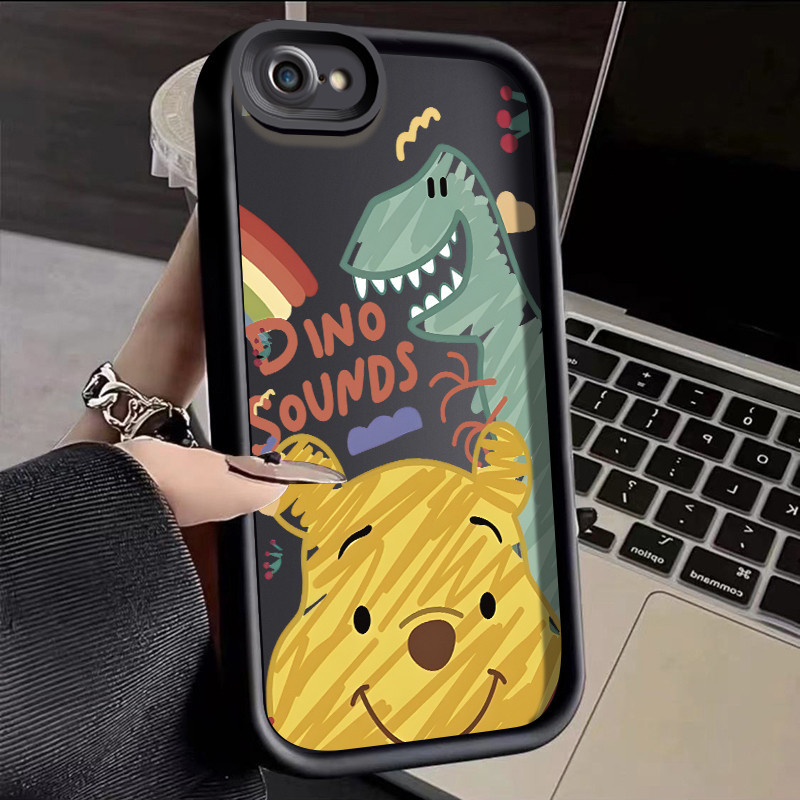 สําหรับ iPhone 6 Plus 6s Plus 7 Plus 8 Plus 5 5s Se 2020 เคสไดโนเสาร์ หมีแองเจิล ตาเหยียบ บาง เคสกันกระแทก หนา รวมทุกอย่าง เคสป้องกัน