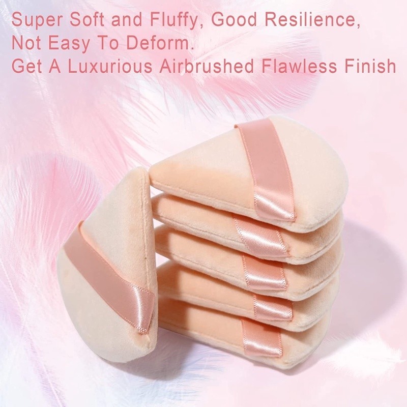 แป้งพัฟ Velour Triangle 3 แพ็ค: นุ่ม ซักได้ และนํากลับมาใช้ใหม่ได้สําหรับการใช้งานรองพื้นแบบเปียก/แห้ง