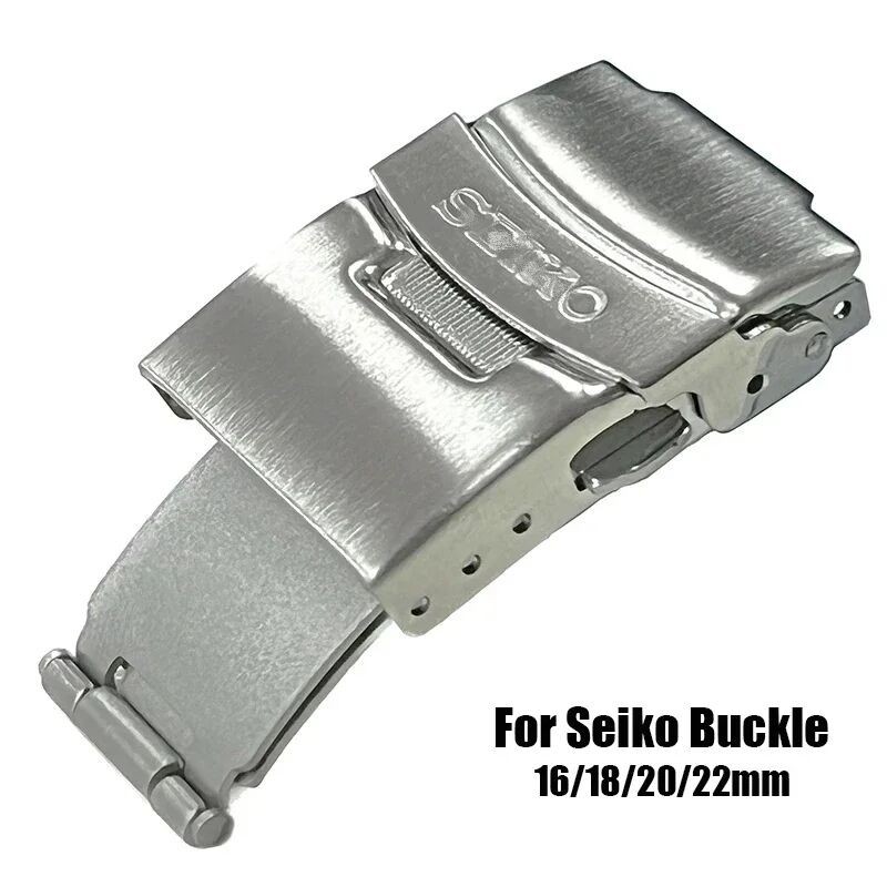 สายนาฬิกาข้อมือ สเตนเลส หัวเข็มขัดพับได้ 18 มม. 20 มม. พร้อมโลโก้ ปุ่มกดคู่ ผีเสื้อ ปรับใช้ความปลอดภัย อุปกรณ์เสริม สําหรับ Seiko