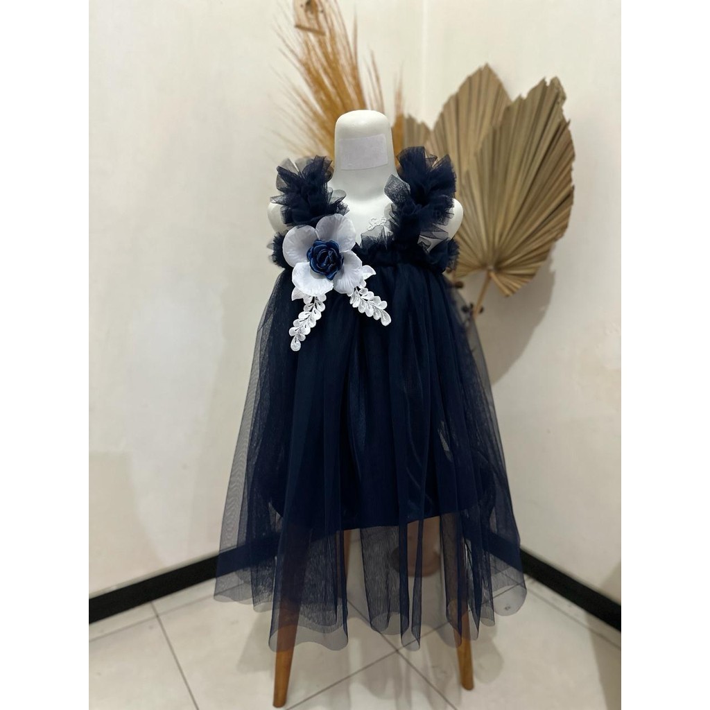NAVY EVENT CHILDRENS DRESS TUTU DRESS NEW TODDLER GIRLS PARTY DRESS Casual Sweet Flowers