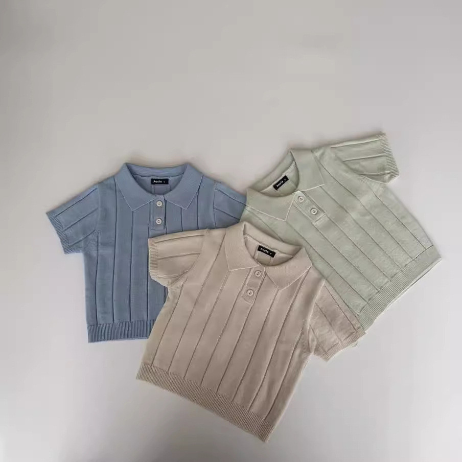 อิน ฤดูใบไม้ผลิทารกเสื้อเด็กเวอร์ชั่นเกาหลีสามสีมินิมอลแขนสั้นปกด้านบนทารกแรกเกิดด้านบนเสื้อผ้าเด็ก 1-3 ปี