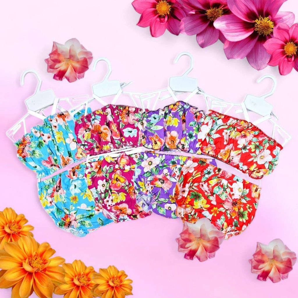 ชุดว่ายน้ำเด็ก ชุดเที่ยวทะเล ผ้าฮาวาย ลายดอกไม้ สำหรับเด็ก 1-18 เดือน SWI0003