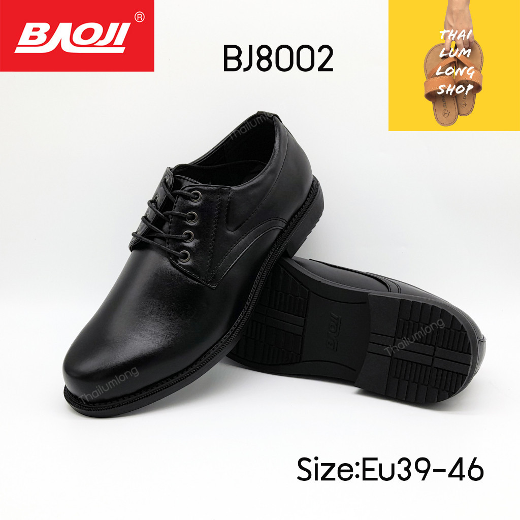รองเท้าผ้าใบ BAOJI บาโอจิ รุ่น BJ8002 รองเท้าหนังผู้ชาย(หนังด้าน แบบผูกเชือก) รองเท้าคัทชูผู้ชาย:หัว