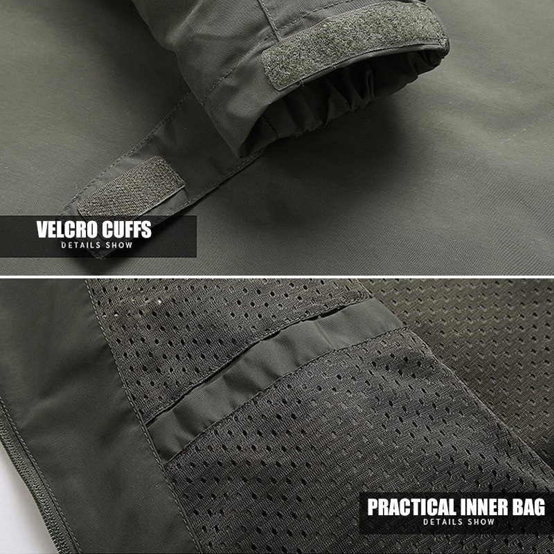 ZITY เสื้อแจ็คเก็ตยุทธวิธี Big Shark กันน้ำ กันลม เสื้อโค้ทมีฮู้ดไนลอนพร้อมซิปหนัง - รูปที่ 5