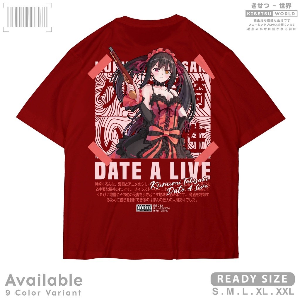 【HOT】เสื้อยืดสีขาวเสื้อยืด ลายการ์ตูนอนิเมะ KURUMI TOKISAKI DATE A LIVE Waifu สไตล์ญี่ปุ่น เสื้อยืดผู้ชาย