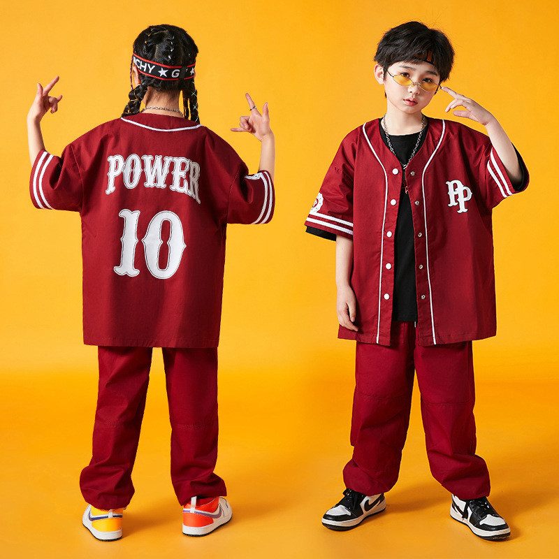 เสื้อแจ็กเก็ตแขนสั้น สีแดง สไตล์ฮิปฮอป สําหรับเด็กผู้ชาย และเด็กผู้หญิง อายุ 3-14 ปี