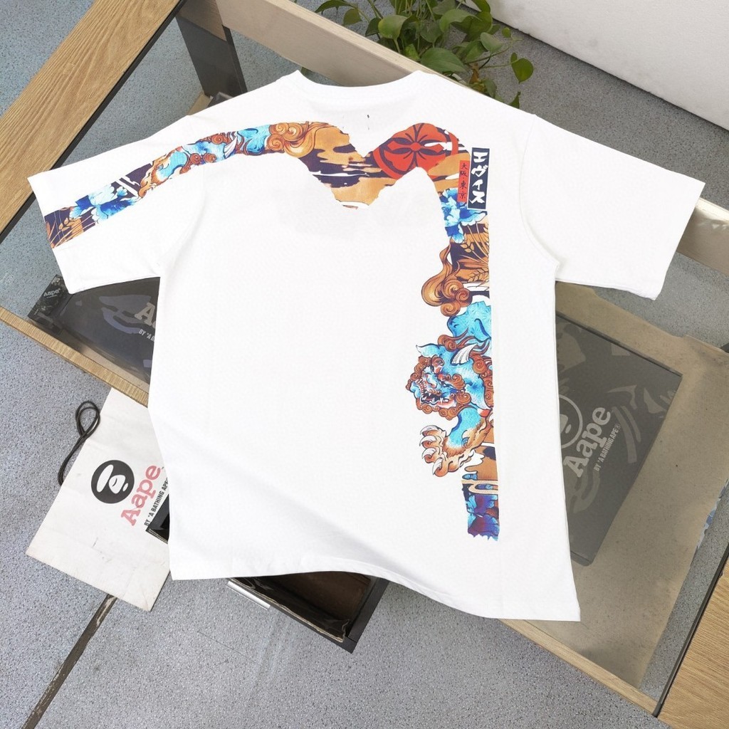 DYLE EVISU 2024Summer New Fashion Brand Letter Embroidery LargeMCasual Couple round Neck Short SleeveTT-shirt