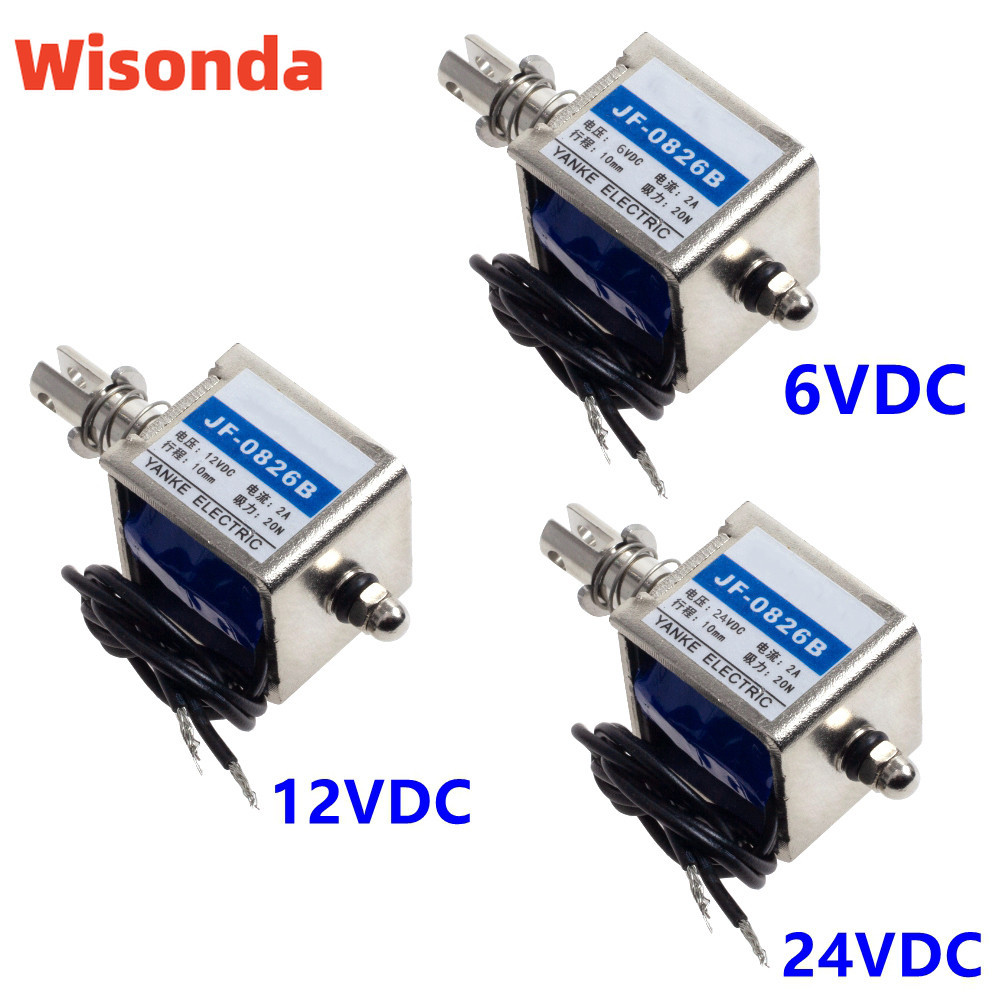 Lfph JF-0826B 6V 12V 24V / 2A 10 มม. 20N ผลัก แบบดึง เปิด กรอบโซลินอยด์ แม่เหล็กไฟฟ้า joie