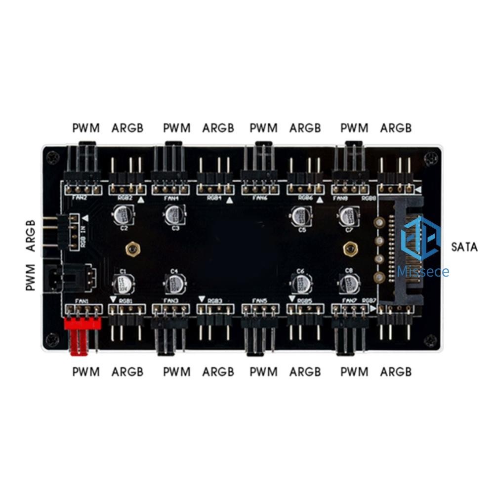 ฮับพัดลม 12V 4Pin 5V 3PIN 1 เป็น 8 ทาง RGB RGB PWM [Missece.th]