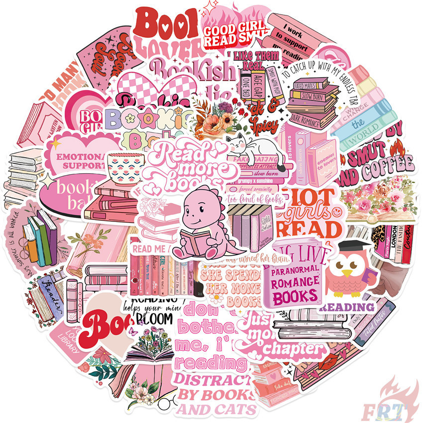 50Pcs/Set ❉ Pink Babe Reading Books Art Series 02 Stickers ❉ Fashion DIY Waterproof Decals Doodle Stickers