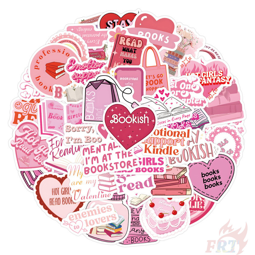 ❉ Pink Babe Reading Books Art Series 01 Stickers ❉ 60Pcs/Set Fashion DIY Waterproof Decals Doodle Stickers