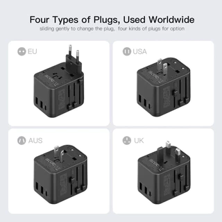 Orsen by Eloop C18 หัวแปลงปลั๊กไฟ Universal Travel Adapter หัวปลั๊ก 4 แบบ US AUS EU UK ของแท้100%