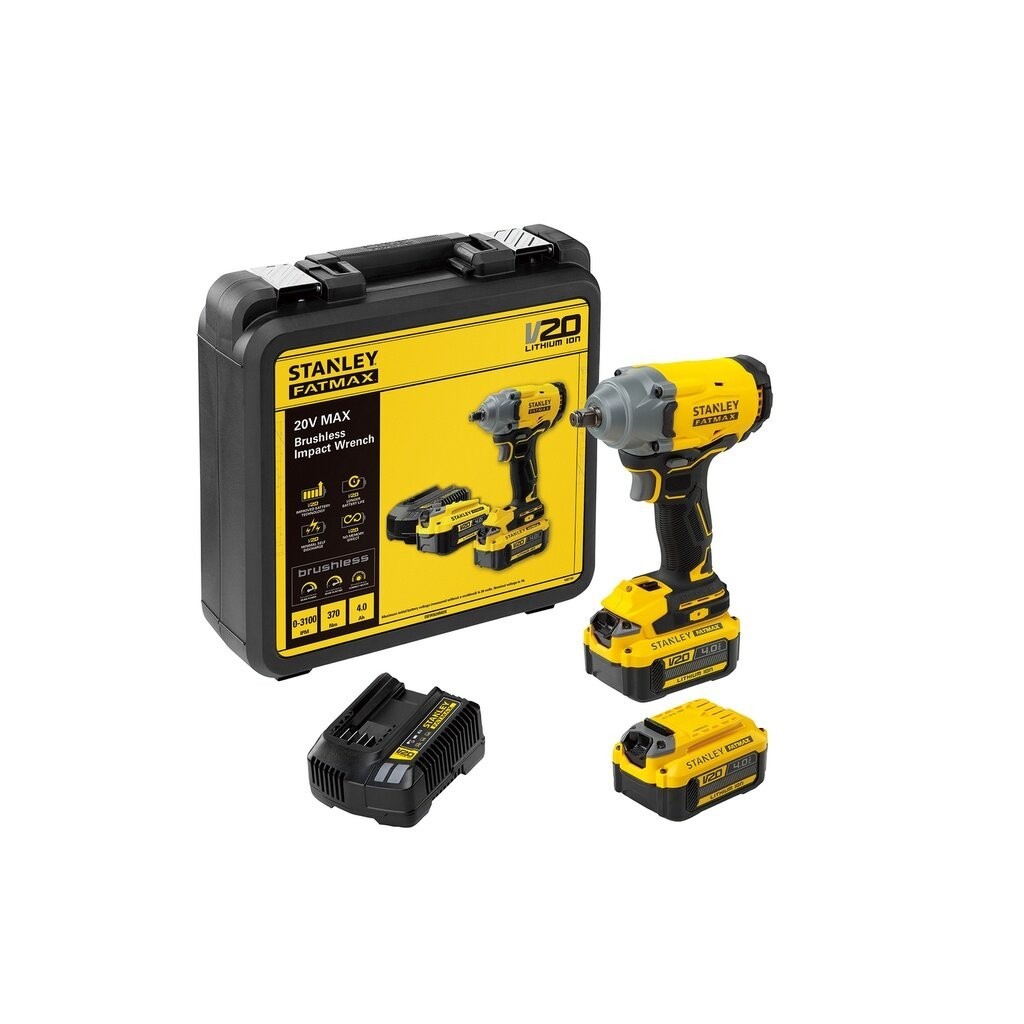 Stanley บล็อกกระแทกไร้สาย ไร้แปรงถ่าน 20 โวลท์ ครบชุด พร้อมแบตเตอรี่ 4.0Ah รุ่น SBW920M2K-B1