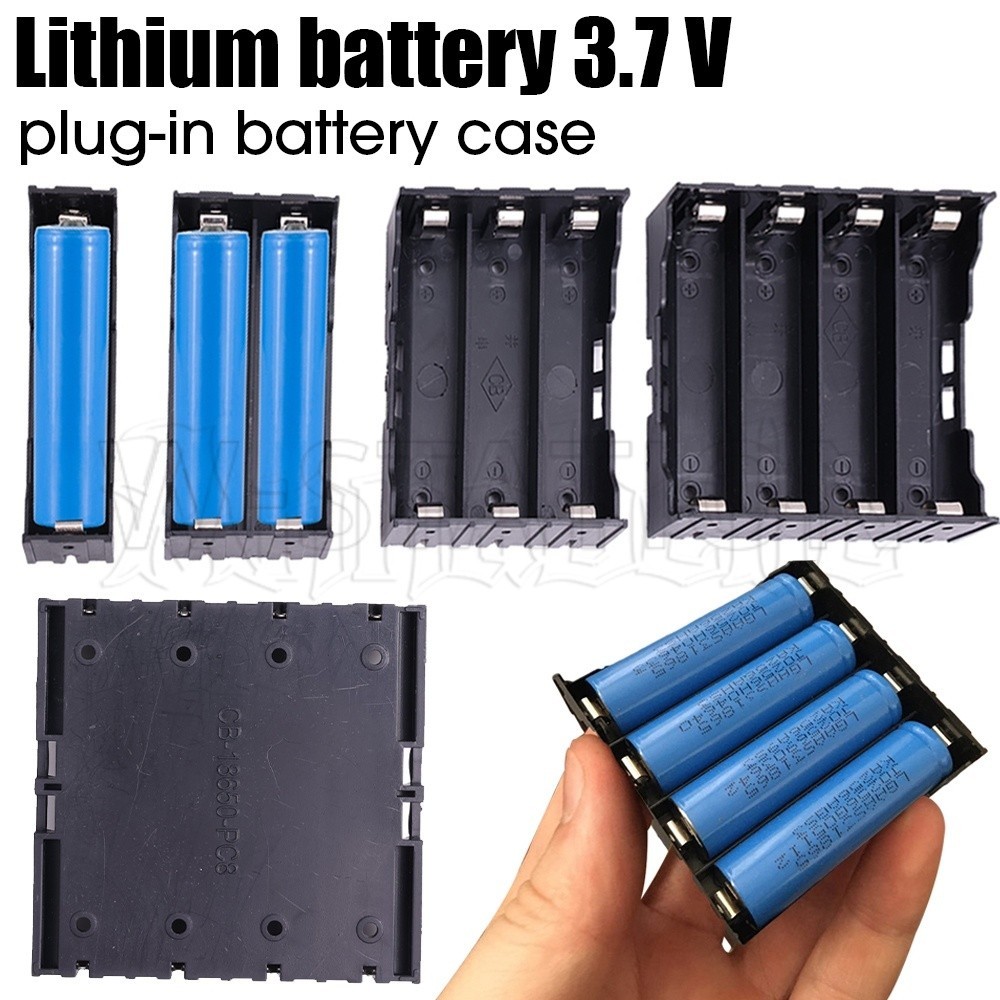 [ขายดี] กล่องเก็บแบตเตอรี่ลิเธียม ABS 18650 1 2 3 4 ช่อง และกล่องเก็บแบตเตอรี่ 3.7V พร้อมหมุดแข็ง DIY