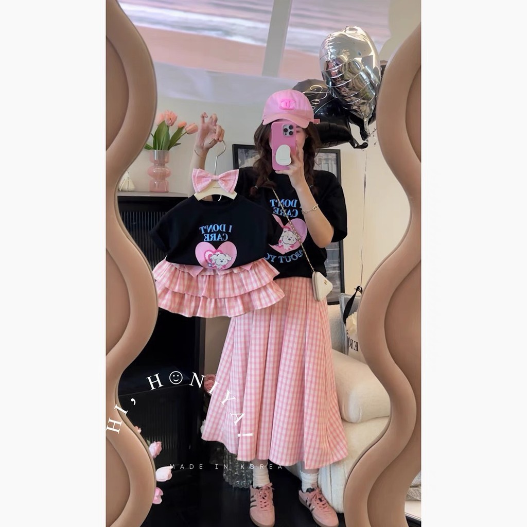 .ชุดแม่ลูกเกาหลีชุดแม่ลูกทารกขนาด9-30กิโลกรัมแม่42-70กิโลกรัมชุดจับคู่แม่ลูกชุดจับคู่แม่ลูก