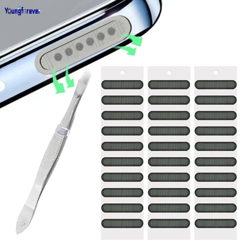 สติกเกอร์ตาข่าย กันฝุ่น แบบเปลี่ยน สําหรับติดหูฟัง โทรศัพท์มือถือ แหนบ 10 ชิ้น