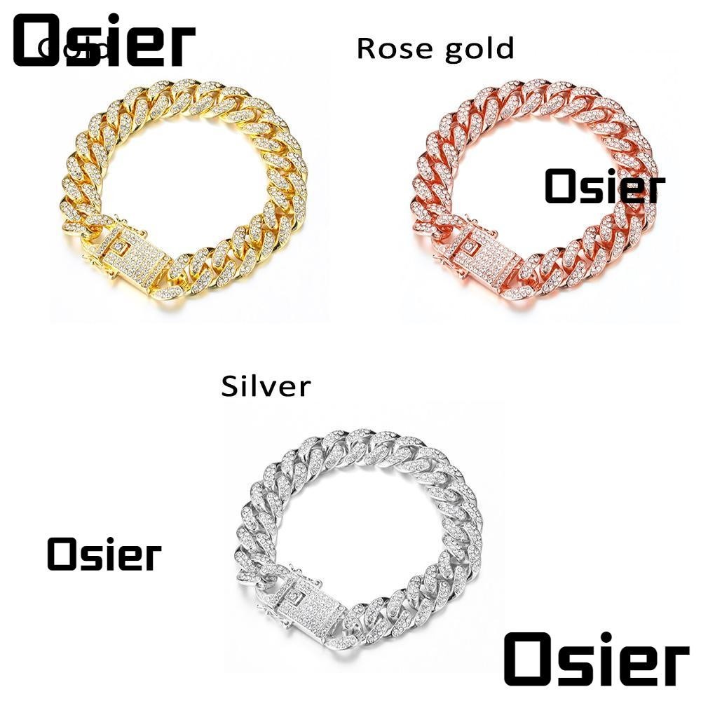Osier1 สร้อยข้อมือ ประดับเพชร สไตล์ฮิปฮอป แฟชั่นสําหรับผู้หญิง และผู้ชาย