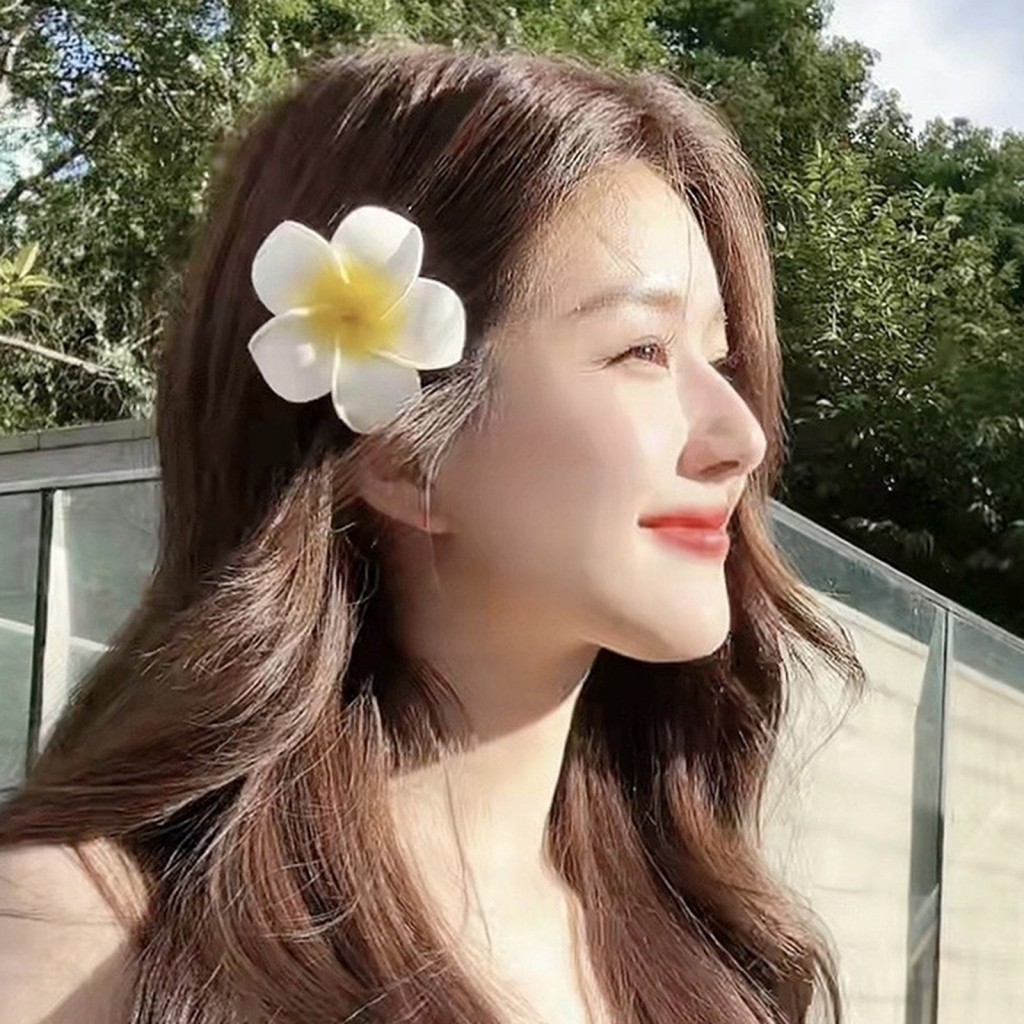 Secondly- Plumeria กิ๊บติดผมน่ารักฮาวายดอกไม้ด้านข้างคลิปผมจระเข้ Barrettes สําหรับผู้หญิงสาวผมจัดแต่งทรงผมเครื่องมือ