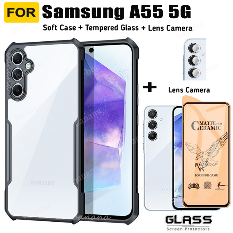 เคสกันกระแทก Samsung A55 ฟิล์มกระจกนิรภัย Samsung A55 A35 5G A15 A05 A05S ฟิล์มเลนส์กล้อง